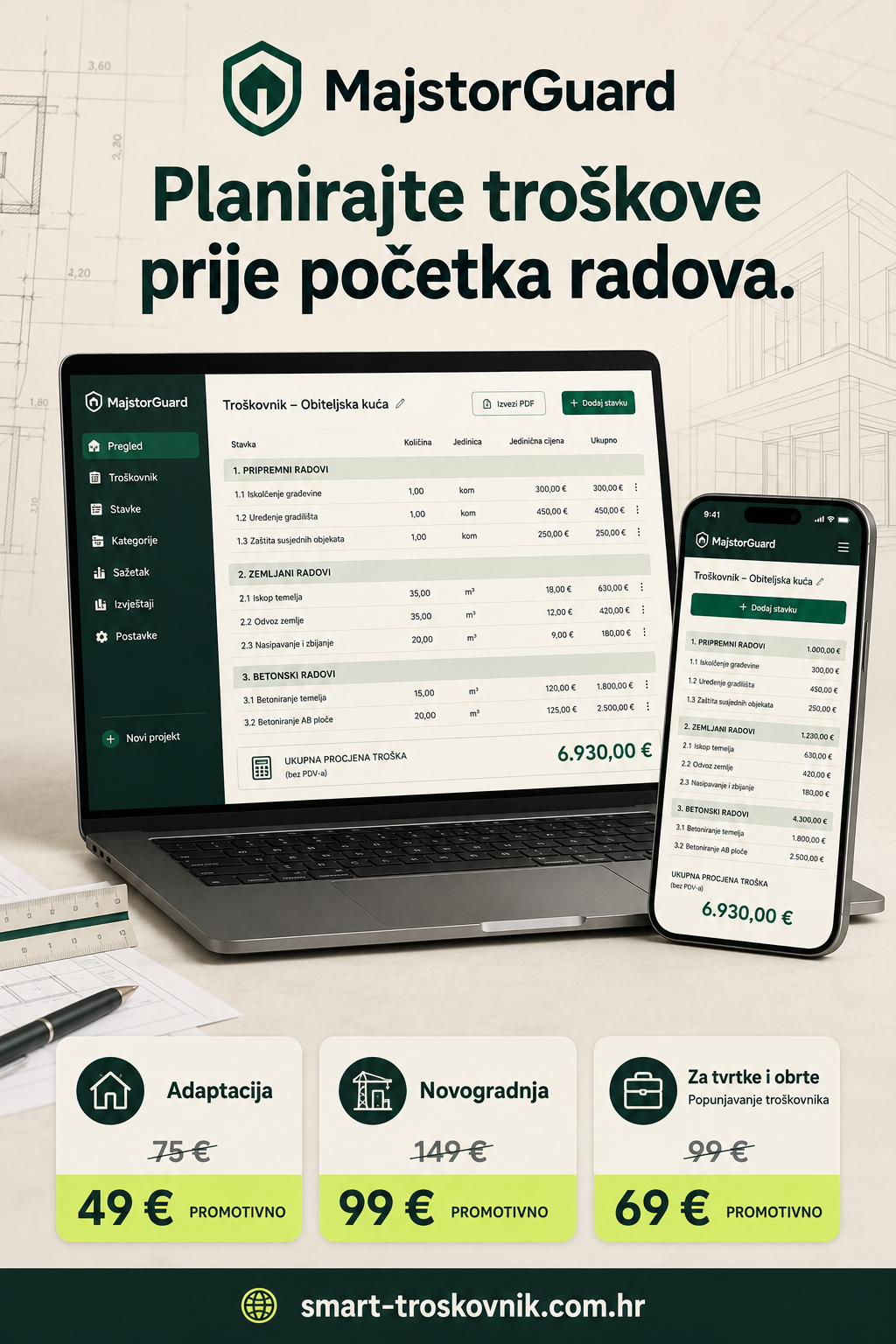 Smart Troškovnik – aplikacija za procjenu troškova adaptacije i novogradnje